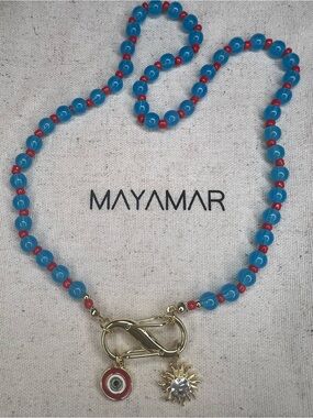 Evil Eyes and Sun Charm Necklace NWOT